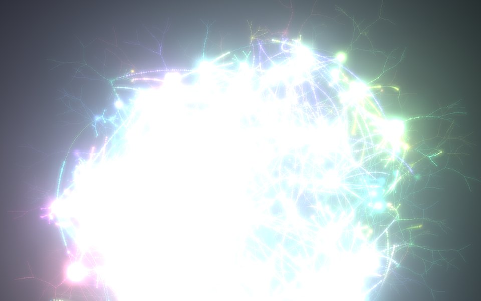 A small glowing ball of neurons with luminous dendrites.